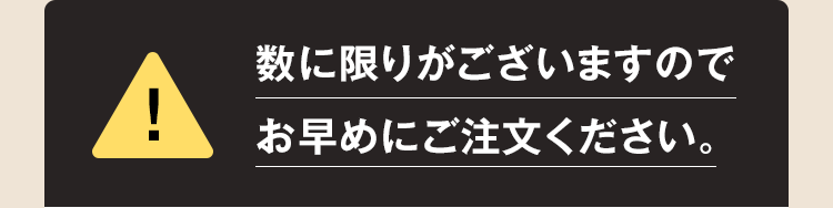 数に限りがございますのでお早めにご注文ください。